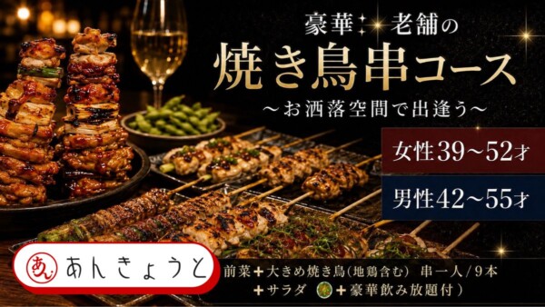 【婚活バー】豪華✨老舗の焼き鳥串コース〜お洒落空間で出逢う〜サムネイル