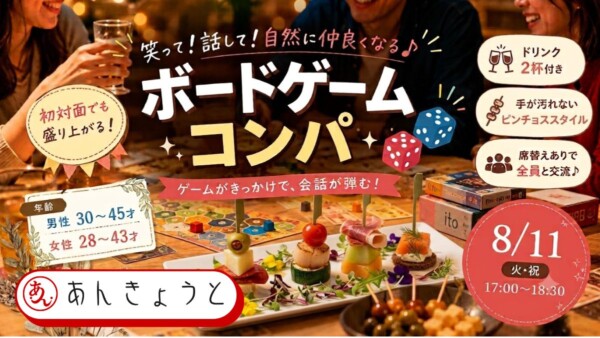 【体験参加募集中】笑って仲良くなる♪ ボードゲームコンパ🎲サムネイル